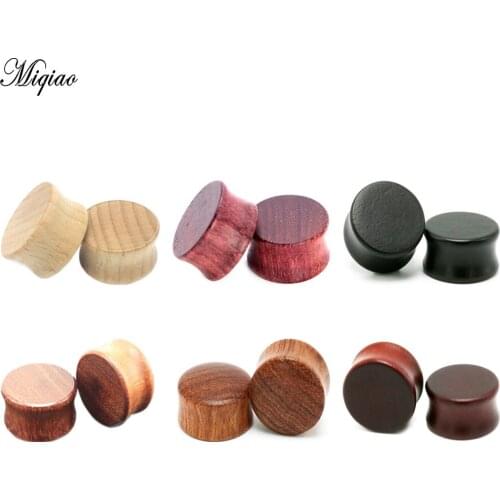 Miqiao 2 Pcs 6-20mm Piercing Body Jewelry Flesh Tunnel Extender Wood Pinna Reamer Earplug Gauge Earrings Punk