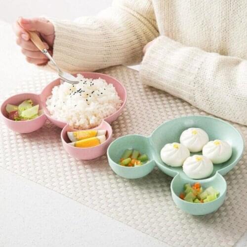 Cartoon Tableware Children Dishes Baby Dinner Plate Baby Feeding Bowl Kids Plate Wheat Straw Bowl Dish Set Training Dinnerware