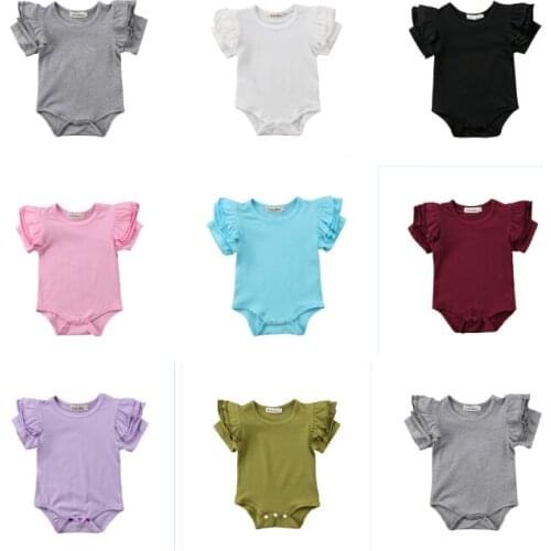 Newborn Baby Girl Outfits Short Sleeve Ruffles Romper Jumpsuit Sunsuit Clothes 0-2T Baby Clothing