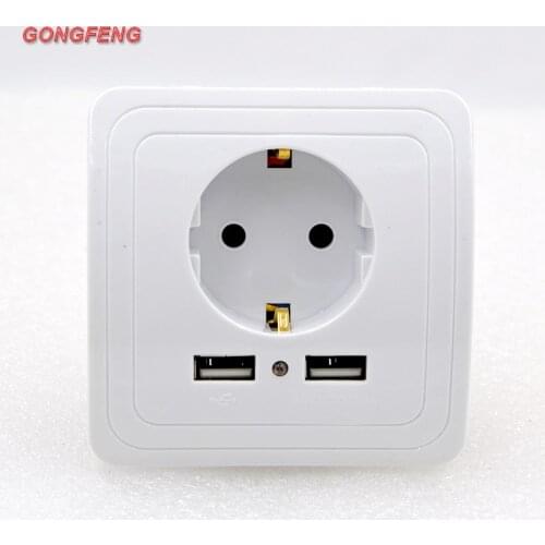 NEW 86 Type Wall Socket with Double USB German Standard European standard socket panel Bracket Special Wholesale