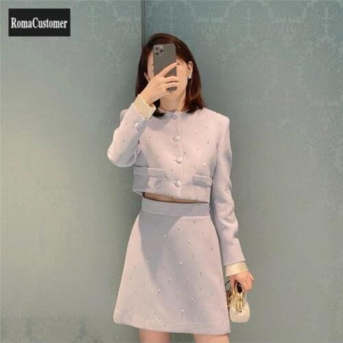 2021 Autumn Winter New Womens Sets Elegant Outerwear Fashion Casual Spliced Solid High Waist Skirt Korean Female Two-Piece Suit