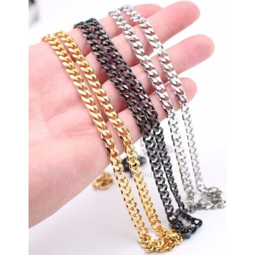 On sale 5mm Curb Link Chain Necklace Stainless Steel Fashion Mens Women Jewelry gold / black 18 inch-32 inch Choose