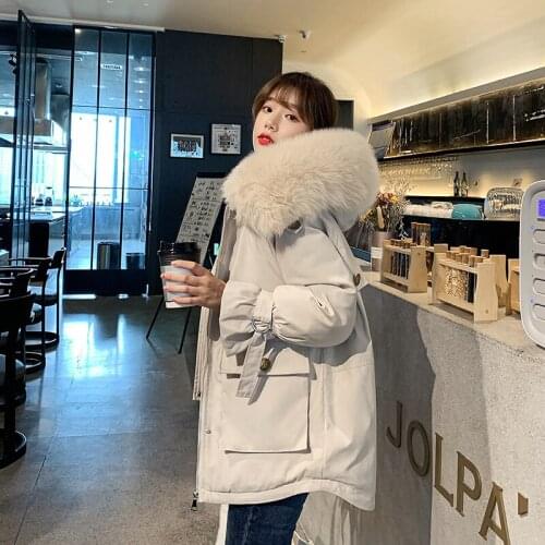 Winter White Duck Down Parka Coat For Women Lapel Short Puffer Jacket Female Plus Velvet Thick Loose Warm Loose Snow Outwear