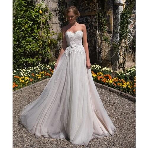 Sexy Backless Light A-line Boho Wedding Dress 2021 Beach Strapless White Bridal Gowns Bride Dress Vestido De Noiva