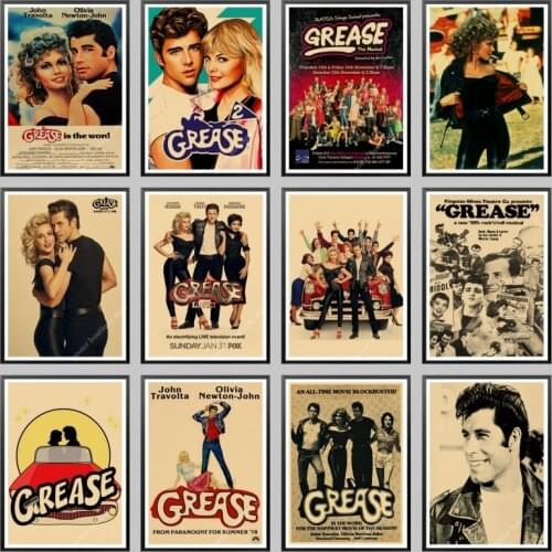 Grease movie poster 1978 Vintage Retro Kraft Paper Poster Wall Sticker Poster Home Decor, wall decor
