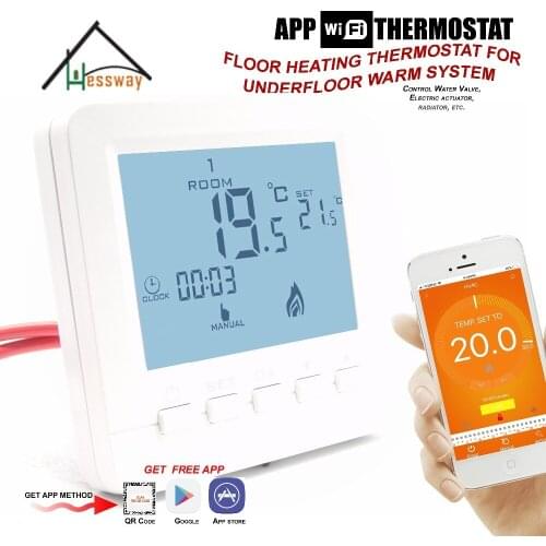 Programmable temperature controller floor heating thermostat wifi for water heating/thermostatic radiator valve control
