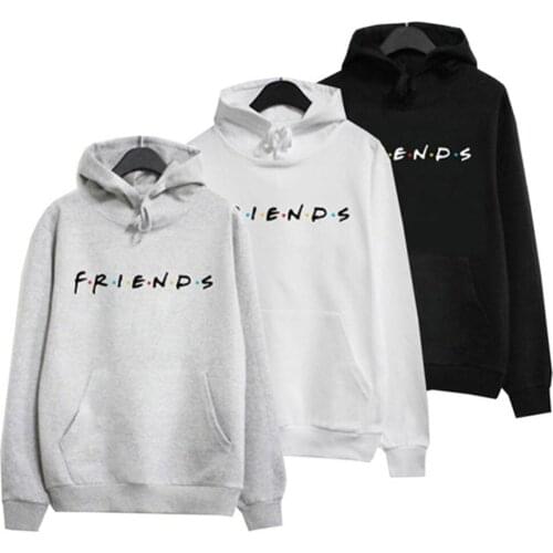 Simple Printed Friend Long Sleeveless Autumn Winter Casual Hooded Comfort Hoodie Blouse and Pullover