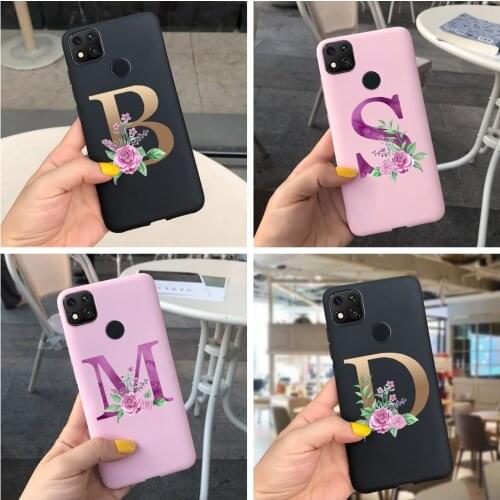 26 Letter Soft Silicone Back Cover For Apple iPhone 7 8 7 Plus 8 Plus Rose Flower Phone Case For iPhone 8plus 7plus 8 7 Coque