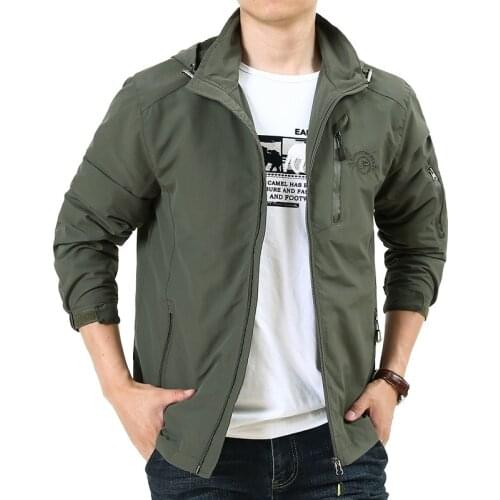Spring Autumn Jacket Men Windbreaker Waterproof Outdoor Hooded Collar Coat Men jaqueta masculino Mens Outerwear Plus Size M-4XL