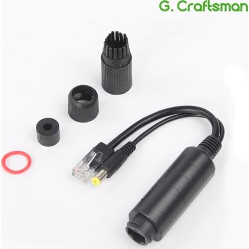 IEEE802.3af 48V Waterproof PoE Splitter Cable 15.4W POE Adapter Cable,Active POE Splitter Power Supply Module 12V Separator