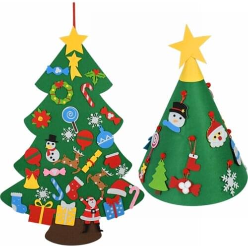 Felt Christmas Tree Kids Favors Merry Christmas DIY Crafts for Home Decor Bedroom Living Room Wall Hanging Decoration Xmas Gift