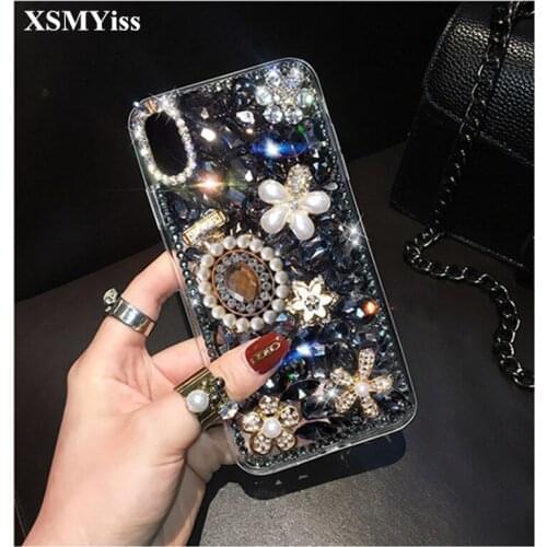 XSMYiss 3D Phone Case Bling Diamond For Huawei P9 P10 P20 P30 Lite Plus Mate 9 10 20 Lite Pro Phone Crystal Cover Flower decora