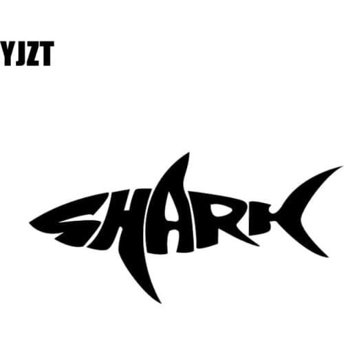 YJZT 12.5cm*6cm SHARK Written Words Fashion Vinyl Car Sticker Decal Black Silver Accessories C11-0405