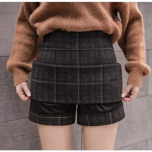 Hight Waist Skirts Fashion Female Warmth Wool Mini Plaid Spring Popular Skirt New Women Autumn Winter Chic Thicken Woolen Skirt