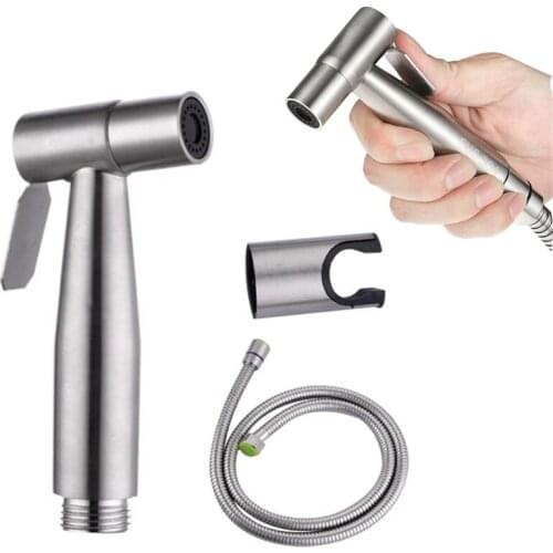 1.2/ 1.5m 304 Stainless Steel Toilet Spray Gun Set Bidet Toilet Pressurized Nozzle Flushing Tool Set Handheld Bidet Spray Shower