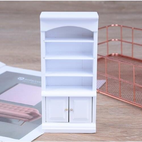 1Pcs 1/12 Dollhouse Miniature Furniture Multifunction Wood Cabinet Bookcase Bookshelf For Pretend Play Toy