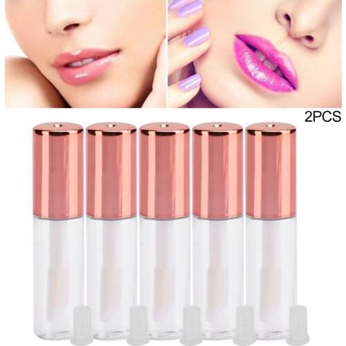 10pcs Lip Gloss Tube DIY Small Lipstick Tube Cosmetic Container With Plug Rose Gold Round Portable Refillable Cosmetic Container