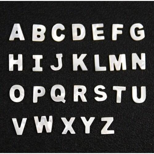 2PCS Inital Shell Alphabet Charms Pendant A-Z 26 Letter Natural Mother of Pearl Seashell Beads DIY Jewelry Necklace Making Craft