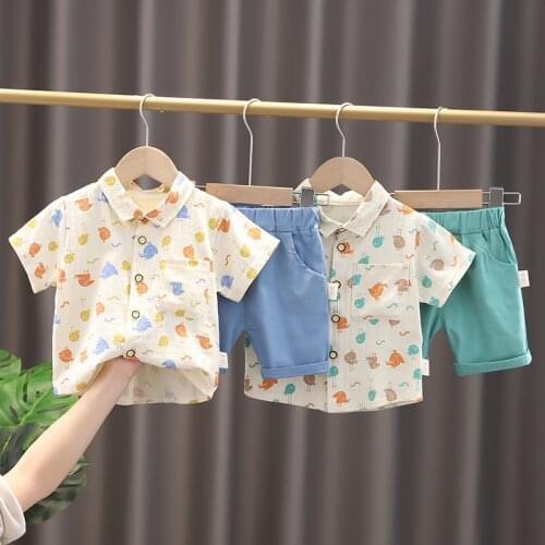 2021 Summer Boys Short Sleeve Pants Set Pullover Cartoon Full Print Casual Children Kids Shirt Fashion Set