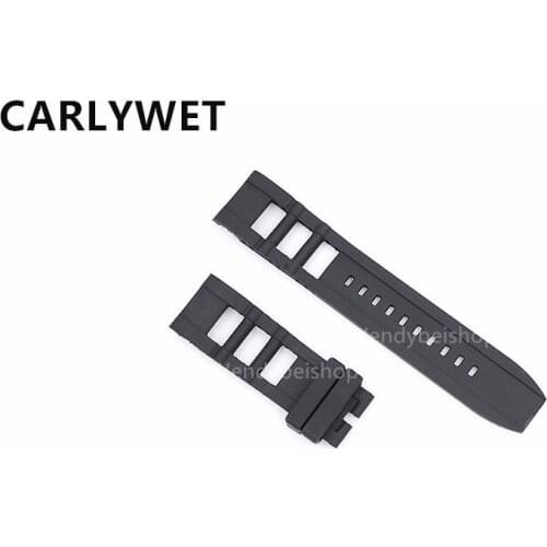 26mm (24mm Buckle End) Black Strap High quality Polysulfide Silicone Rubber Wrist Watch Band Belt Strap For Invicta