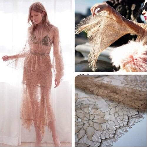 3M/Lot Double Color High-end Clothing Wedding Dress Evening Gown Eyelash Lace Fabric DIY Clothing 150CM Accessories