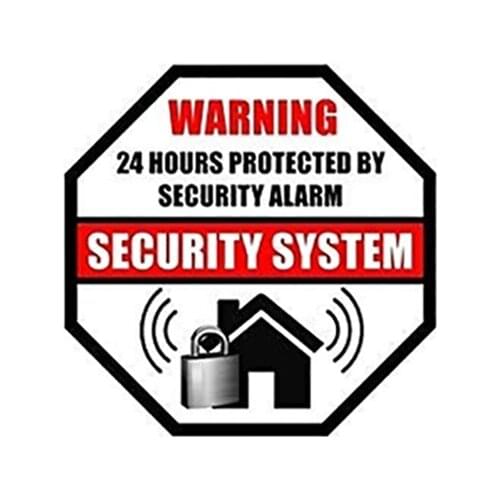 4 Pcs Printed on Adhesive Side Outdoor/Indoor 24 Hour Protected By Security Burglar Alarm System Sticker 8.89cm