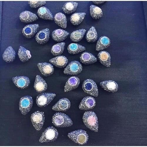 5 pcs of Drop Stone Beads Abalone Inside Hole Beads Handcrafted Gems Jewelry Finding Jewelry Make