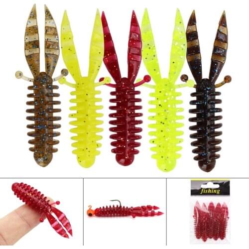 5pcs/lot Soft Bait Silicone Lures 5.5cm 1.5g Fishing Lures Attractive Shrimp Wobbler Jig Swivel Bass
