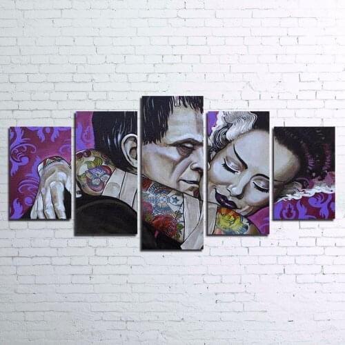 No Framed 5 Pieces Frankenstein Movie Corpse Wall Art Canvas Posters Pictures Paintings Home Decor for Living Room Decorations