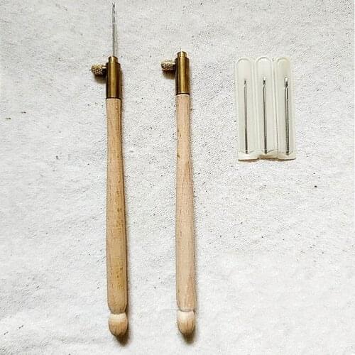 A,wood handle hook flower beaded crochet French anti-embroidery Embroidered crochet tool set with 3 needles Needle Arts & Craft