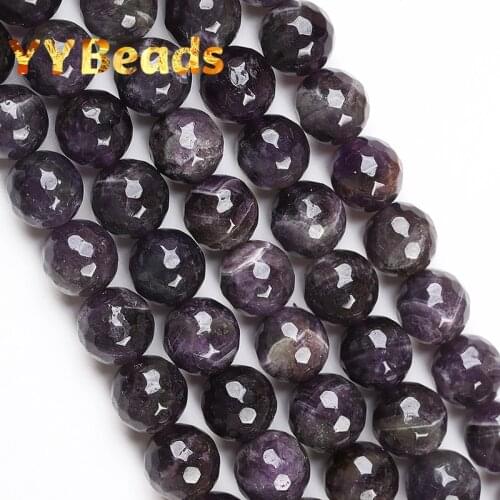 AB+ Natural Faceted Dark Purple Amethysts Quartz Beads 4-12mm Loose Charm Beads For Jewelry Making DIY Women Bracelets Necklaces