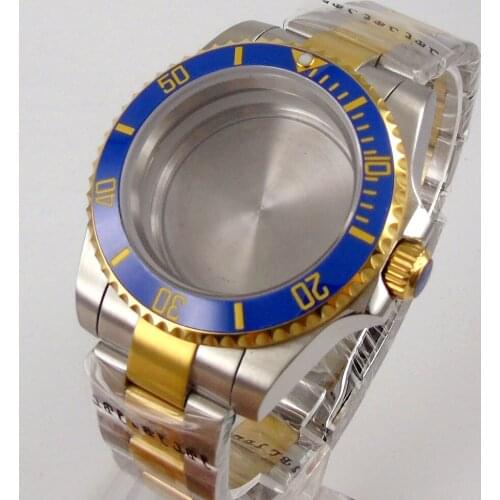 40MM Accessories Parts Sapphire Glass Transparent Glass Blue Ceramic Rotating Bezel Watch Case Fit NH35A NH36A Movement