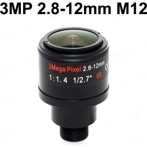 Free Shipping 3.0 Megapixel Fixed Iris M12 2.8-12mm View Angle 90~28Degree Varifocal Cctv IR HD Lens F1.4,Manual Focus Zoom