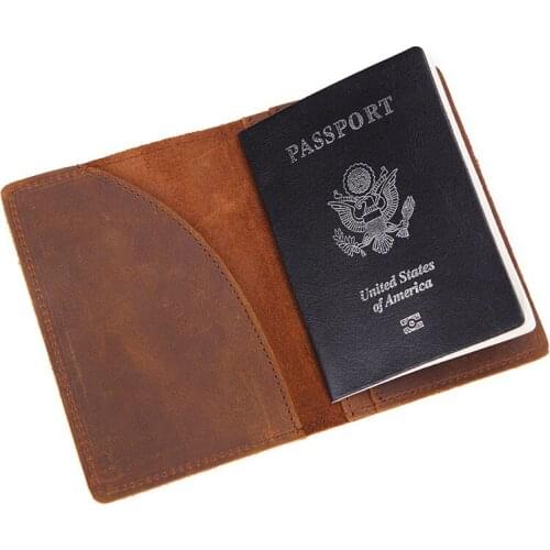 Mcneely Crazy Horse Genuine Leather Passport Holder Credit Card ID Holder Case Travel Business Passport Cover for All Countires