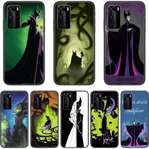 Disney Maleficent Witch Phone Case For Huawei P 40 30 20 10 9 8 Lite E Pro Plus Black Etui Coque Painting Hoesjes comic fashio