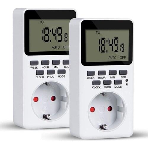 Digital Timer Switch 20 Programmes With Child Safety Protection Programmable Plug-In Timer Switch 2PCS EU Plug
