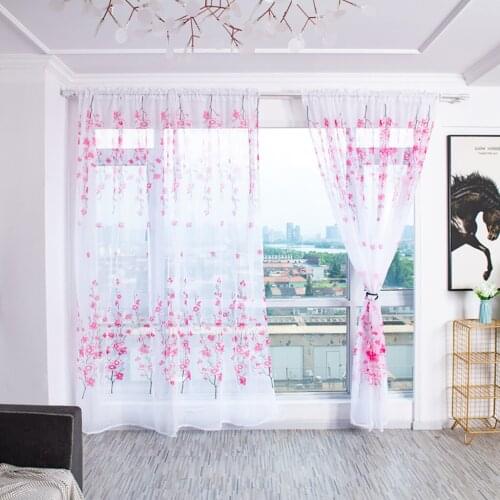 Trees Sheer Curtain Tulle Window Treatment Voile Drape Valance Fabric