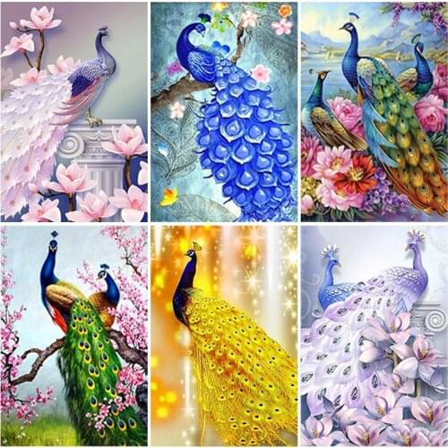 DIY Peacock 5D Diamond Painting Full Round Drill Animal Diamond Embroidery Cross Stitch Mosaic Kits Resin Home Decor Wall Art