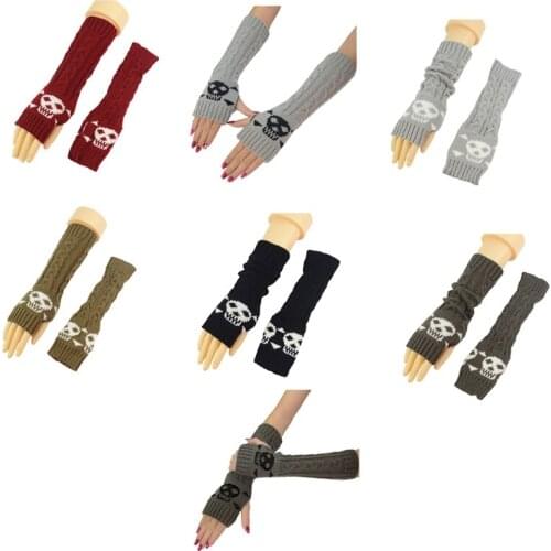 Stretchy Hand Arm Warmers Stretchy Fingerless Gloves Knit Half Finger Driving Gloves Cosplay Party Warm Soft Gloves S06 21