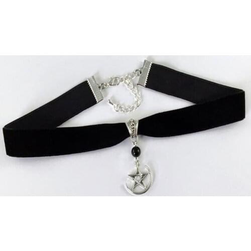 Gothic Choker, Dragon Choker Moon Choker Velvet Choker Gothic Black Velvet Moon Choker With Elements Drop Bead