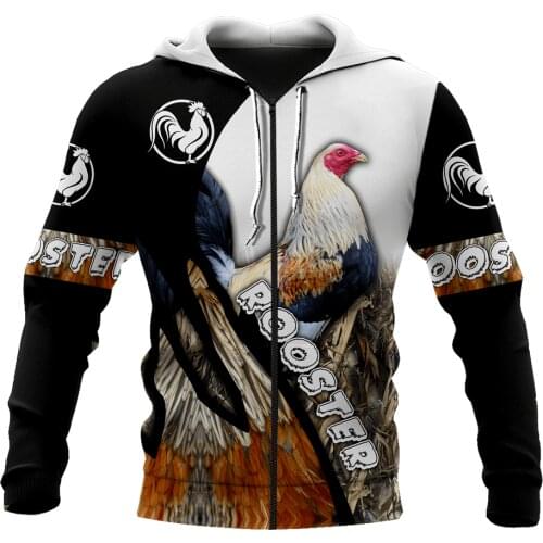 Love Rooster Pattern 3D All Over Printed Autumn Men Hoodies Unisex Casual Pullover Zip Hoodie Streetwear sudadera hombre DW0588