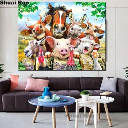 Cow horse pig donkey farm animals 3d diy Diamond Painting Full Square/round drill diamond embroidery sale,farmhouse Decorations