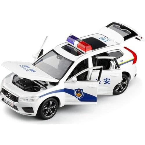 1/32 XC60 Simulation Siren Police Model Toy Car Alloy Die Cast Metal Pull Back Sound Light Toys For Children
