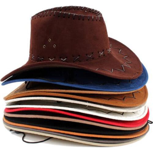 Unisex Men&Womens Cowboy Hat Wide Brim Solid Color Caps For Gentleman Casual Travel Fancy Party Male Female Cowgirl Hats Cap