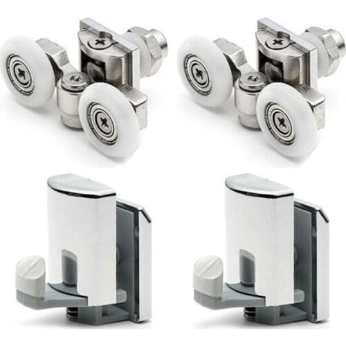 Set of 4 Shower Door Rollers/Runners/Hooks/Guides 22mm /25mm Wheels Diameter