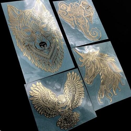 Car Styling Decals Metal Stickers Computer Keyboard Phone Decal for Simple Nordic Ins Horse Wolf Head Thai Elephant God Owl