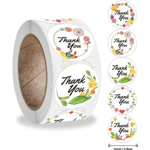 50-500pcs Thank You Stickers Seal Labels Flower Stickers For Hand Made Gift Or Wedding Decor Labels Stationery Stickers New