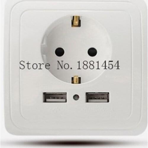 Crystal Glass Panel Dual USB Charging Port 2.1A Wall Charger Adapter 16A EU for Home / Hotel / business Officer