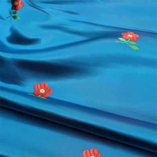 NEW44 Blue/Green Flower Embroidery Chinese Style Jacquard Brocade Fabrics For Dress/Decoration DIY Sewing Materials