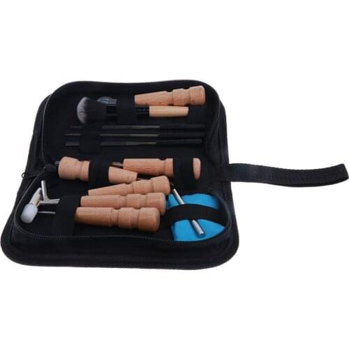 Novelty Guitar Bass Repairing Cleaning Tools Set Brush Harmmer Wrench Wood Handle